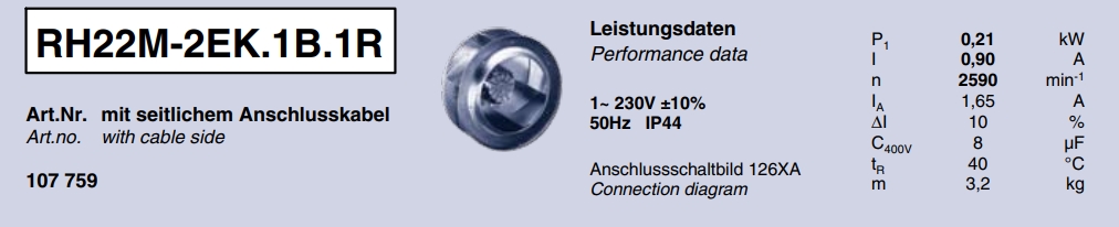 Технологические характеристики RH22M-2EK.1B.1R, арт. 107 759